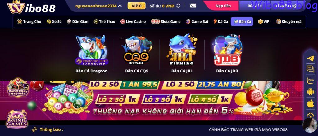 Giới thiệu về trò chơi bắn cá wibo88