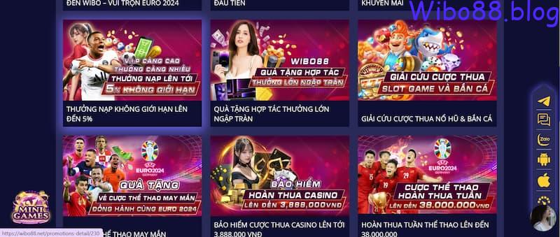 Nhiều sự kiện khuyến mãi wibo88 giá trị