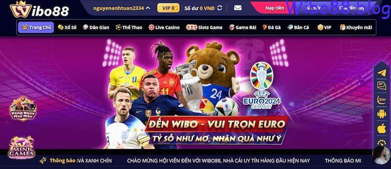 Giao diện Cup bóng đá Euro tại thể thao wibo88